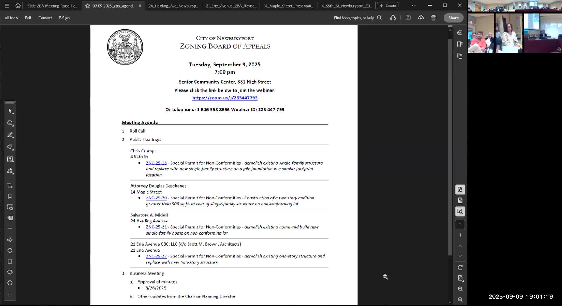 Newburyport Zoning Board of Appeals 2025-09-09
