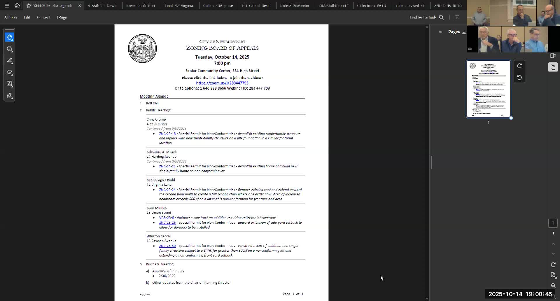 Newburyport Zoning Board of Appeals 2025-10-14
