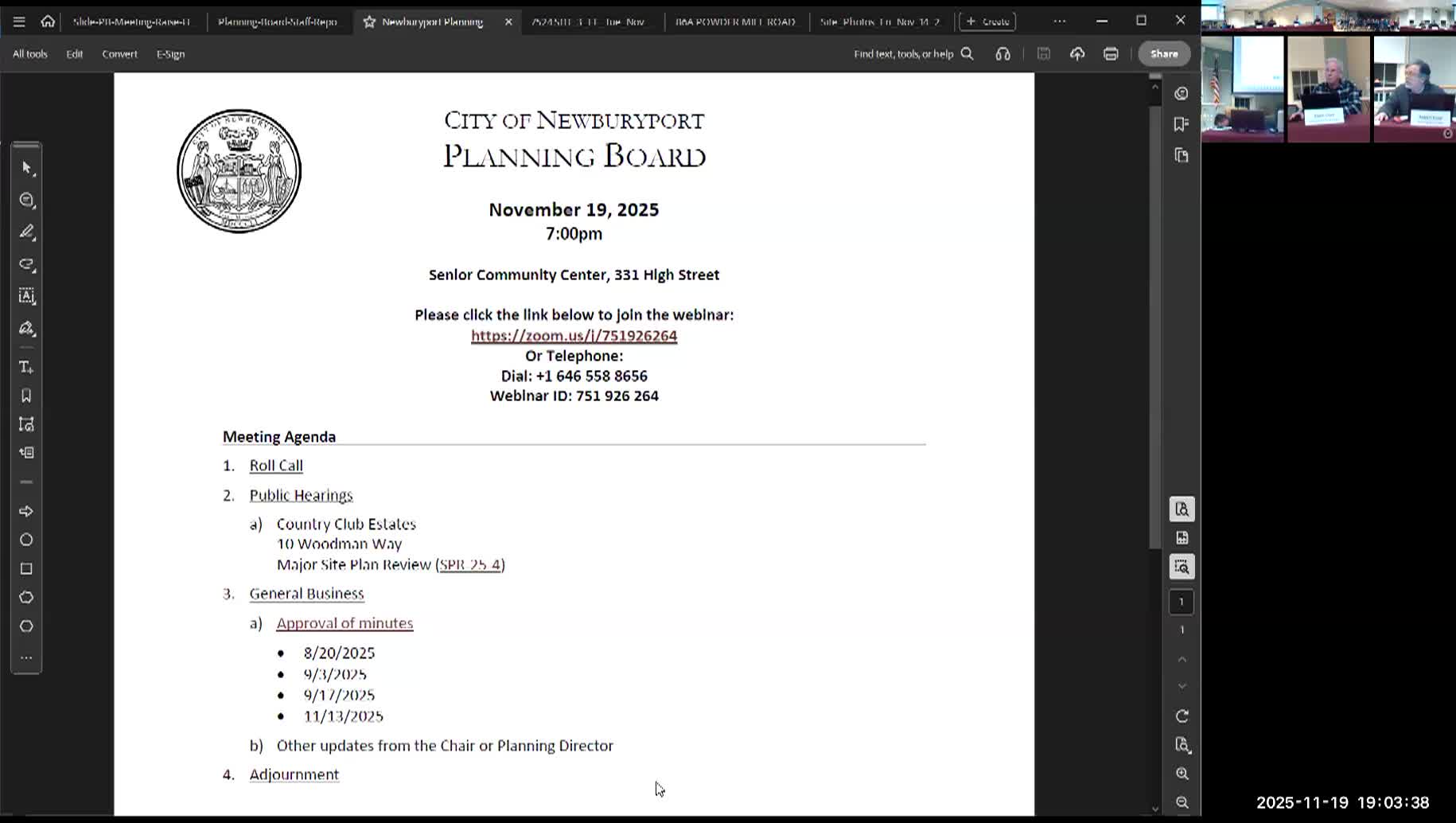 Newburyport Planning Board 2025-11-19