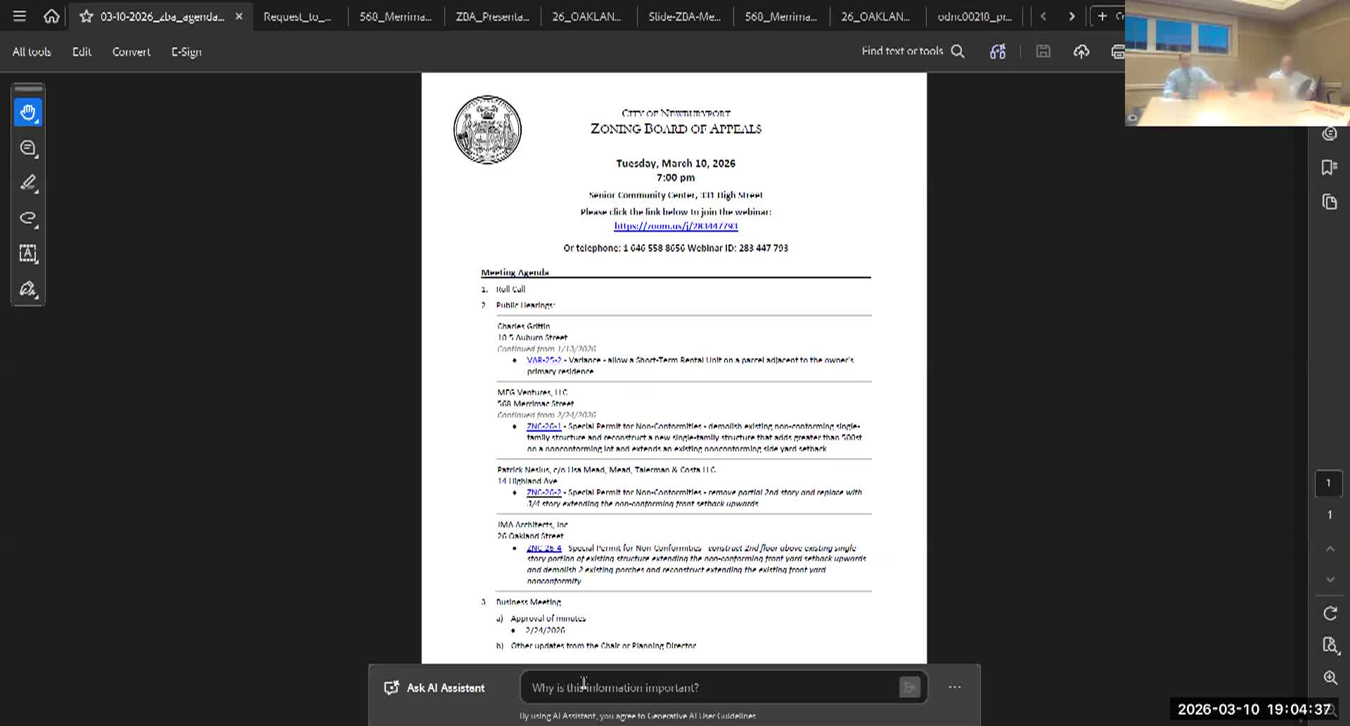 Thumbnail image for Newburyport Zoning Board of Appeals 2026-03-10